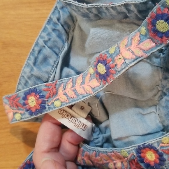 Milkshake blue dress with embroidery girls size 8 EUC - Picture 6 of 12